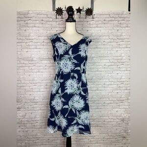 Ann Taylor Navy Floral A-Line Dress
